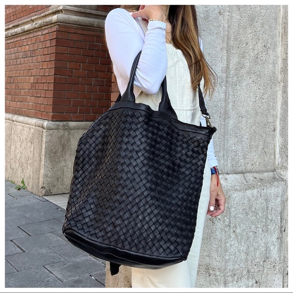 European Soft Braided Leather Most Fabulous Tote Bag Cross Body From Budapest - Picture 3 of 12
